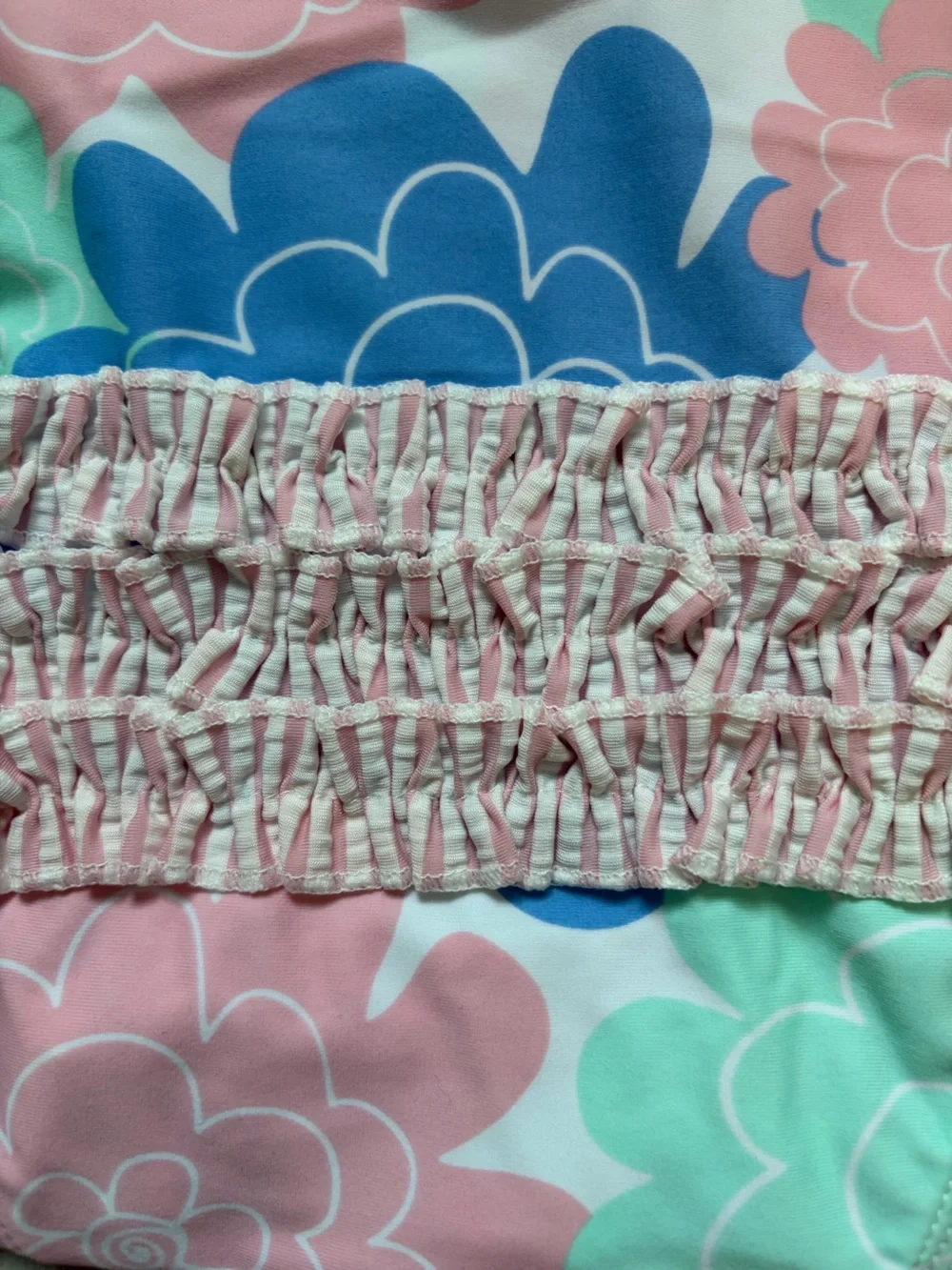 NWT RuffleButts Pastel Petals Long Sleeve RashGuard 1-piece Swimsuit Girls 3-6M